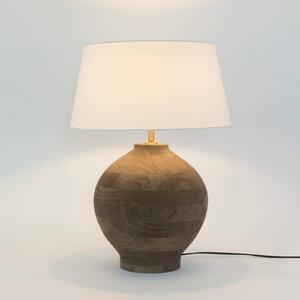 Stolová lampa SORATTE, prírodná/écru, výška 48 cm, mangové drevo, E27, Tmavé drevo, Obývacia izba / jedáleň, Drevo, Stojacie svietidlo