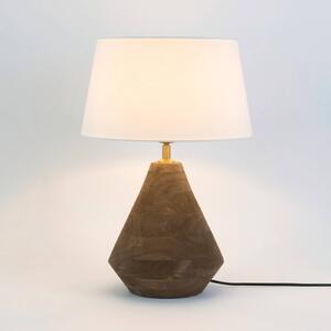 Stolová lampa CAPANNE, prírodná/écru, výška 37 cm, mangové drevo, E27, Tmavé drevo, Obývacia izba / jedáleň, Drevo, Stojacie svietidlo