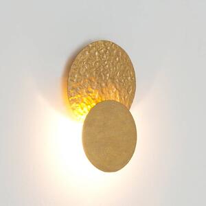 LED nástenné svetlo CORONARE, Ø 17 cm, zlatá, kovová, stmievateľné, Mosadz / zlato, Obývacia izba / jedáleň, kov, Moderný, Nástenné svietidlo