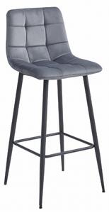 Zamatová barová stolička Budva tmavo sivá
