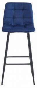 Zamatová barová stolička Budva modrá