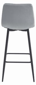 Zamatová barová stolička Budva strieborno sivá