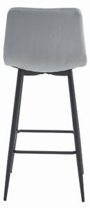 Zamatová barová stolička Bari strieborno sivá