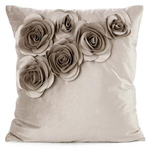 Dekorstudio Obliečka na vankúš s ROSES aplikáciou ruží 45x45cm - tmavobéžová