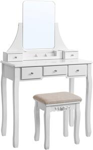 VASAGLE Toaletný stolík so stoličkou biely 80 x 137 x 40 cm