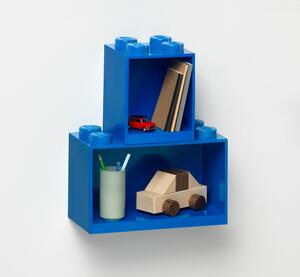 Súprava 2 detských modrých nástenných políc LEGO® Brick