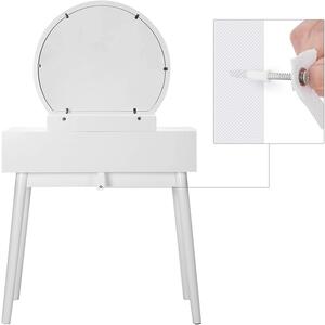 SONGMICS Toaletný stolík so stoličkou biely 80 x 128 x 40 cm