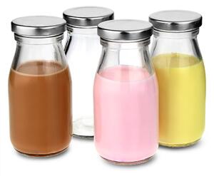 Bar@drinkstuff 4x Mini mliekové fľaše s vrchnákom 200ml