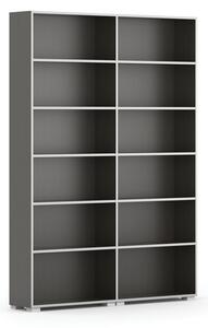 Knižnica SILVER LINE, wenge, 2 stĺpce, 2230 x 1600 x 400 mm