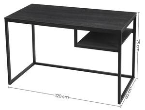 VASAGLE Písací stôl industriálny čierny 120 x 60 cm