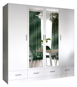 Šatní skriňa SANNA 200x215 cm s zrkadlom, biela