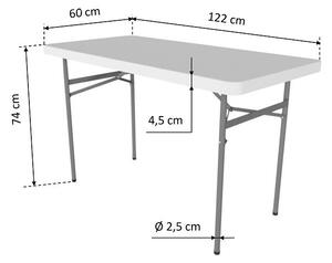 TENTino Skladací stôl 122x60 cm POLENÝ 2.akost + obrus ZADARMO Farba obrusu: BIELA / WHITE