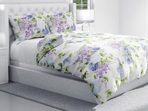 Biante Bavlnené posteľné obliečky Sandra SA-386 Modré ruže a orgovány na krémovom Jednolôžko 140x200 a 70x90 cm