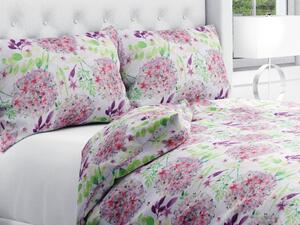 Biante Bavlnené posteľné obliečky Sandra SA-385 Ružové cibuľové kvety na bielom Dvojlôžko francúzske 200x200 a 2ks 70x90 cm