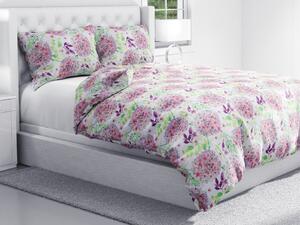 Biante Bavlnené posteľné obliečky Sandra SA-385 Ružové cibuľové kvety na bielom Dvojlôžko francúzske 200x200 a 2ks 70x90 cm