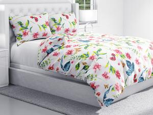 Biante Bavlnené posteľné obliečky Sandra SA-383 Ružovočervené kvety s motýlikmi Dvojlôžko francúzske 200x200 a 2ks 70x90 cm