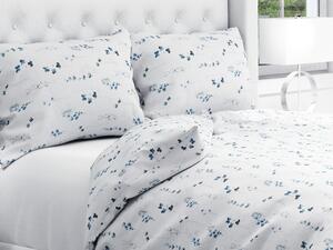 Biante Bavlnené posteľné obliečky Sandra SA-398 Modré kvietky s motýlikmi Predĺžené 140x220 a 70x90 cm