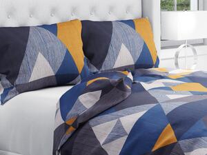 Biante Bavlnené posteľné obliečky Sandra SA-390 Modro-béžovo-oranžové trojuholníky Jednolôžko 140x200 a 70x90 cm