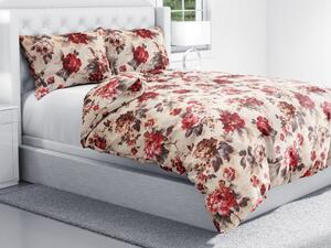 Biante Bavlnené posteľné obliečky Sandra SA-399 Červené pivonky na pieskovom Predĺžené 140x220 a 70x90 cm