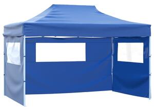 Skladací záhradný stan so 4 bočnými stenami 3x4,5 m, modrý