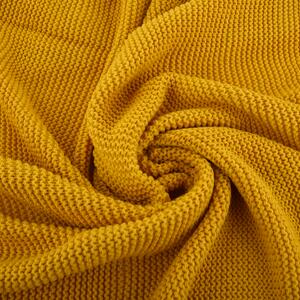 TEMPO-KONDELA KALANE, luxusná pletená deka so strapcami, horčicová, 150x200 cm