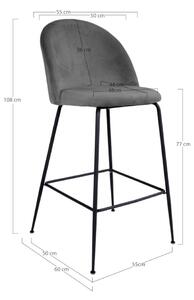 Dizajnová barová stolička Kristopher, sivá / čierna