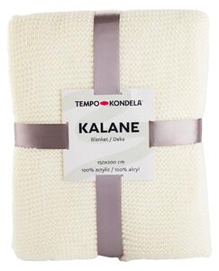 TEMPO-KONDELA KALANE, luxusná pletená deka so strapcami, smotanová, 150x200 cm