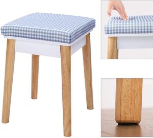 SONGMICS Toaletný stolík so stoličkou biely drevené nohy 80 x 128 x 40 cm