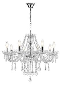 Luster na reťazi CRISTALLO 8xE14/60W/230V lesklý chróm