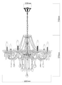 Luster na reťazi CRISTALLO 8xE14/60W/230V lesklý chróm