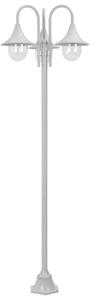 Záhradná stĺpová lampa E27 220 cm hliníková 3 lampáše biela