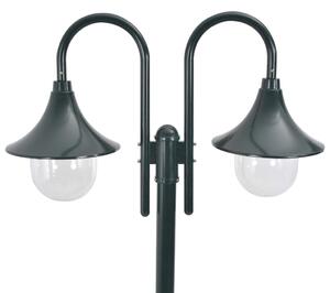 Záhradná stĺpová lampa E27 220 cm hliník 2-lampáše tmavozelená