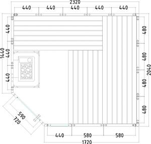 Sentiotec fínska sauna Komfort Corner Large 234x206x204cm