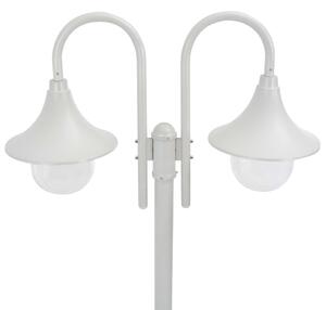 Záhradná stĺpová lampa E27 220 cm hliníková 2 lampáše biela