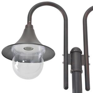 Záhradná stĺpová lampa E27 220 cm hliníková 2-lampáše bronzová