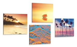 Set obrazov more a pláž v zaujímavých farbách Varianta: 4x 40x40