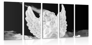 5-dielny obraz čiernobiely starostlivý anjelik na nebi Varianta: 100x50