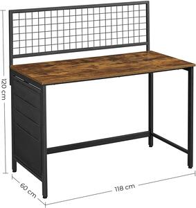 VASAGLE Stôl s drôtenou doskou 118 x 120 x 60 cm