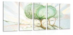 5-dielny obraz rozprávkové pastelové stromy Varianta: 100x50