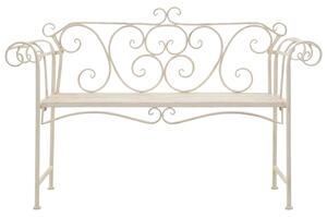 Záhradná lavička 132 cm, kov, starožitná, biela