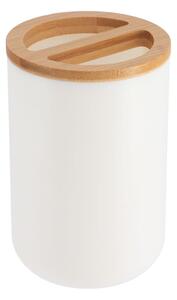 Kúpeľňový pohár na kefky Besson, biela/s drevenými prvkami, 300 ml