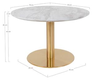 Okrúhly konferenčný stolík Kane 70 cm imitácia mramoru / mosadz