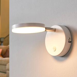 Nástenné svietidlo Lindby LED Milow, biele, výška 9,6 cm, vypínač, Biela / opálová, Obývacia izba / jedáleň, Plast, Moderný, Nástenné svietidlo