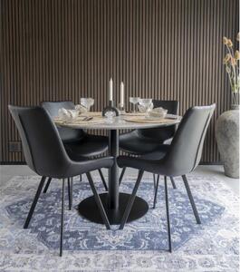 Okrúhly jedálenský stôl Kane 110 cm imitácia mramoru / čierny