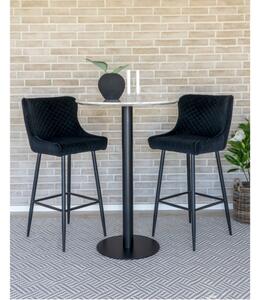 Dizajnový okrúhly barový stôl Kane 70 cm imitácia mramoru / čierny