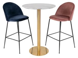 Dizajnový okrúhly barový stôl Kane 70 cm imitácia mramoru / mosadz