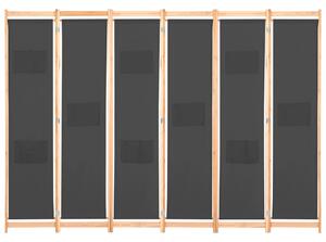 6-panelový paraván sivý 240x170x4 cm látkový