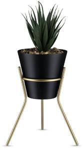 KOVOVÝ KVETINÁČ SO STOJANOM LOFT 20X16 CM ČIERNA/ZLATÁ