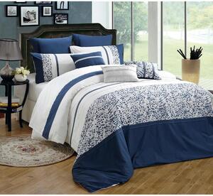 ARTEHOME Prémiové bavlnené posteľné prádlo v bielej a modrej farbe 160x200 cm Porto 100% saténová bavlna