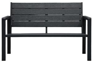 Záhradná lavička 120 cm, HDPE, čierna, drevený vzhľad